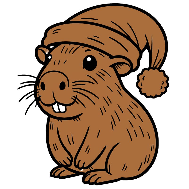 capybara with cristmas hat