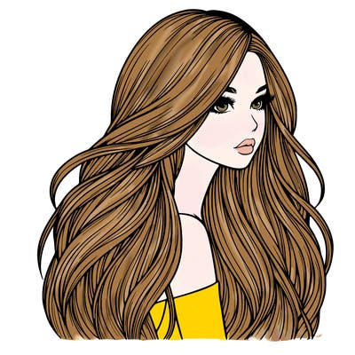 realistic girl with long realistic hair