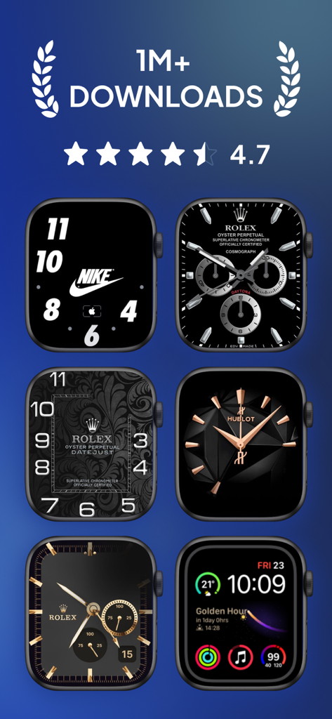 Watch Faces Gallery - Widgets. - A collection of custom luxury and sporty Apple Watch faces from the Watchfacely app gallery.