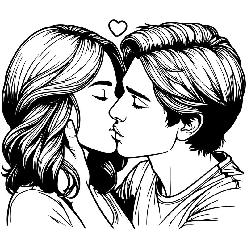realistic guy and girl kissing