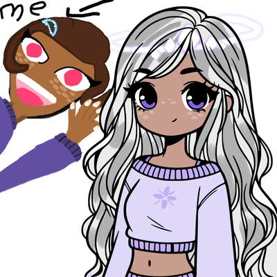 girl with long hair and a crop top with a sweater