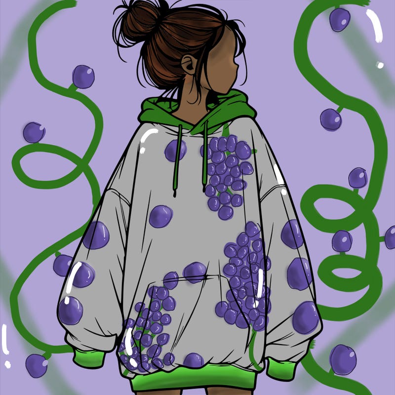 realistic girl with a oversized sweatshirt on and a bun