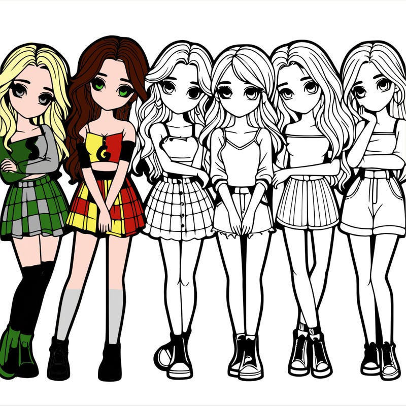 a group of girls realistic