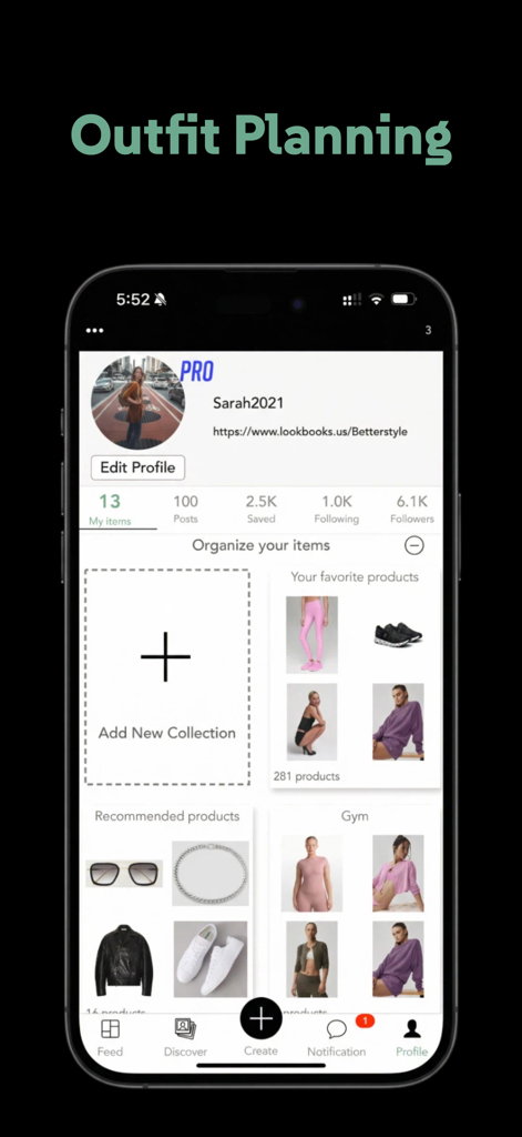 Lookbooks - Express Creativity - A mobile interface of the Lookbooks app displaying a stylist profile with personalized fashion collections and outfit planning tools