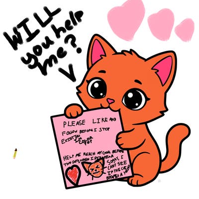 a small cat with a blank sheet of paper in its hand. the cat is sooooooo cute!