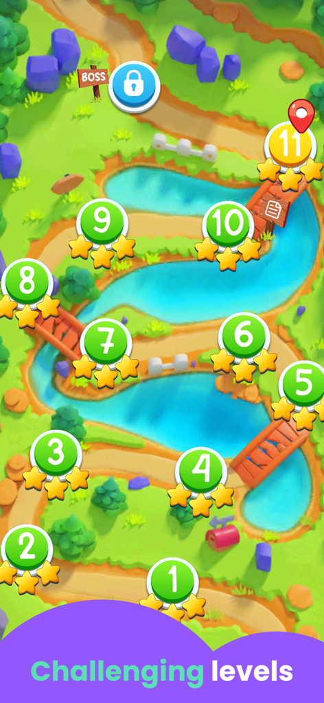 SKIDOS Math Games for Kids - A colorful game map showing level progression and star rewards in SKIDOS Math Games for kids.