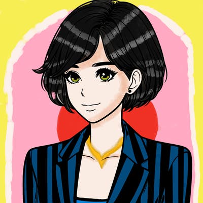 one beautiful girl realistic wearing suit with short hair