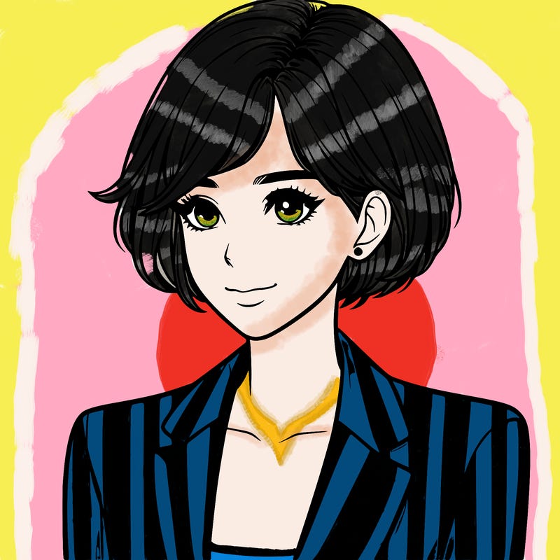 one beautiful girl realistic wearing suit with short hair