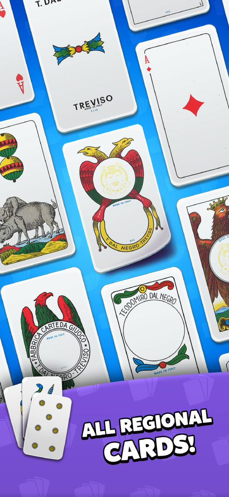 Scopa Dal Negro - Una varietà di carte da gioco regionali italiane tradizionali tra cui Trevisane e altri mazzi autentici Dal Negro.