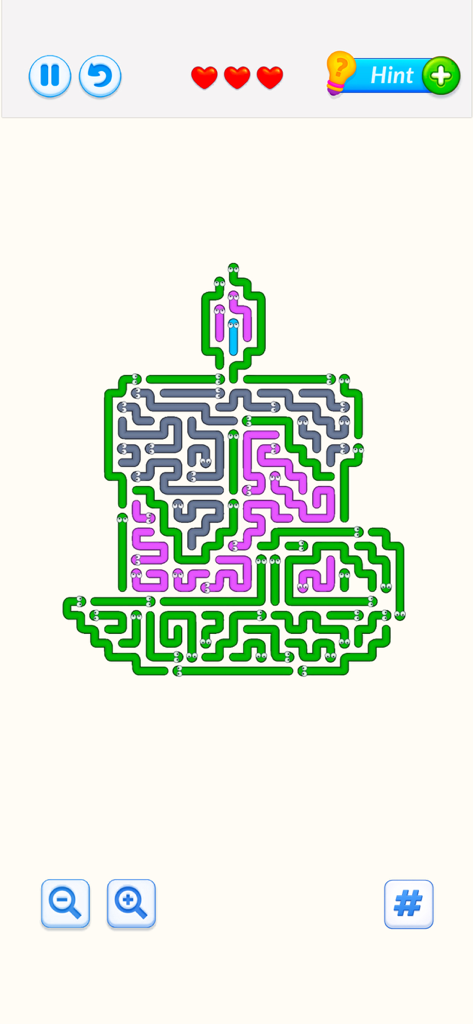 Snake Arrows Puzzles Escape - Minimalist logic puzzle gameplay with colorful snake-shaped arrows in a grid