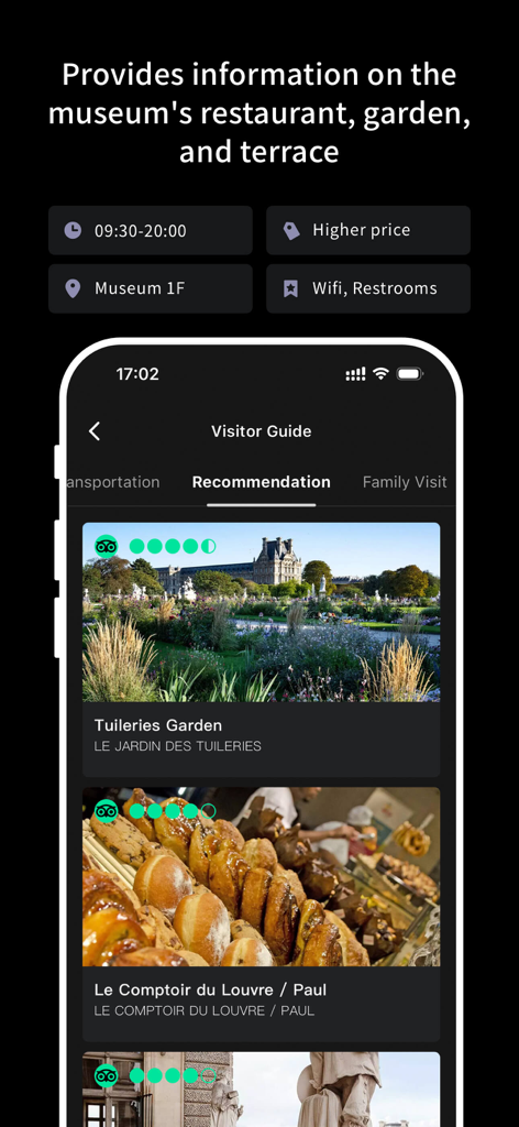 MTour-App-Besucherführer mit Empfehlungen für Museumsgärten und Restaurants