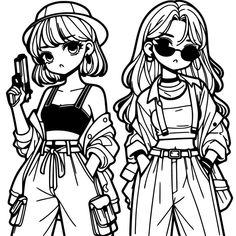 stylish girls with a gun