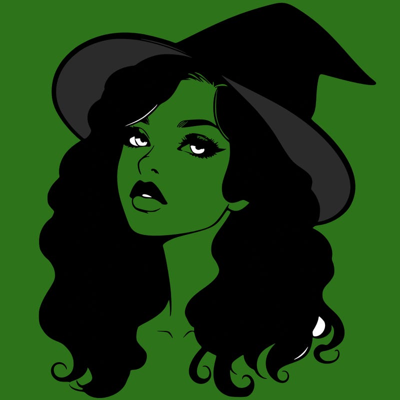 realistic witch girl with wavy hair and lips