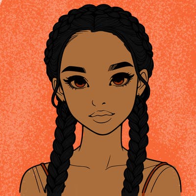 realistic girl with braids