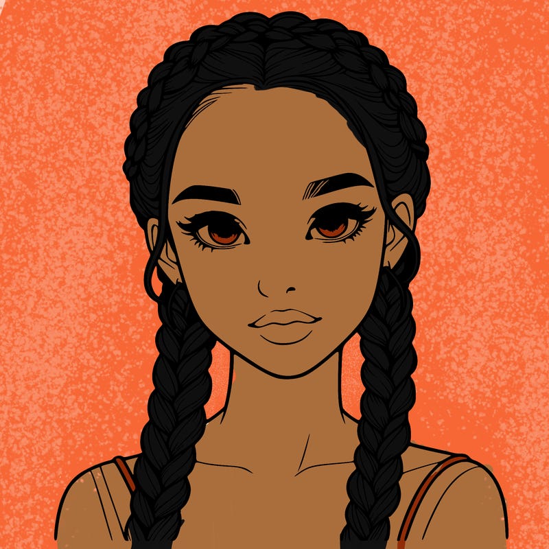 realistic girl with braids