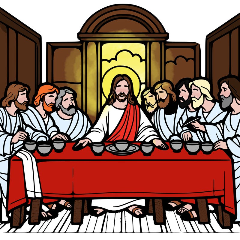 jesus shares the last supper with twelve apostles