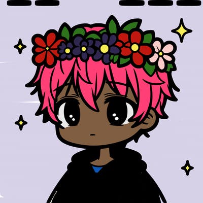 anime boy with flower crown