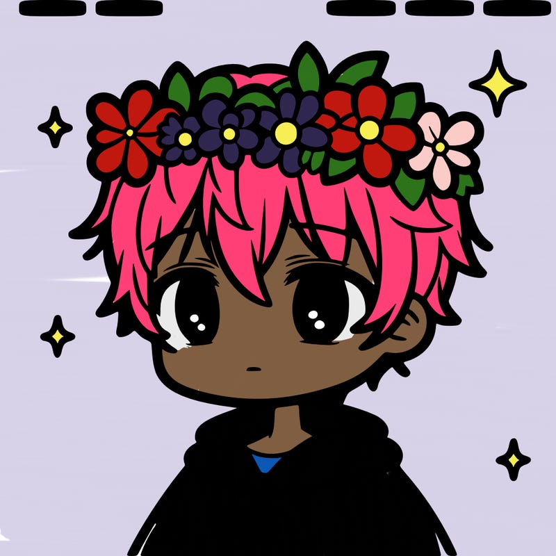 anime boy with flower crown