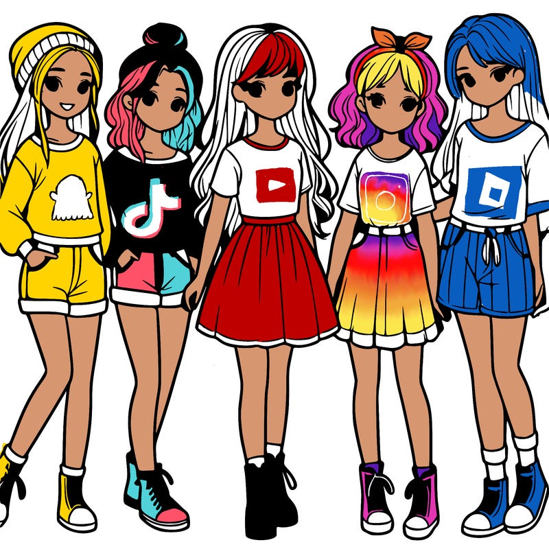 a group of five girls