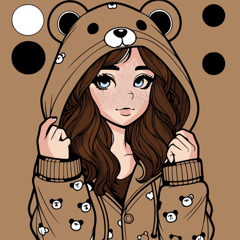 realistic girl in a animal pjs hoodie