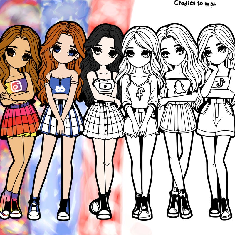 a group of girls realistic