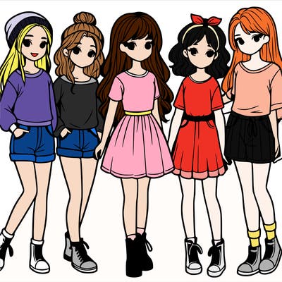 a group of five girls