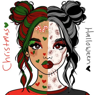 realistic girl with two buns in hair and lips