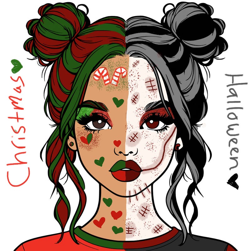 realistic girl with two buns in hair and lips