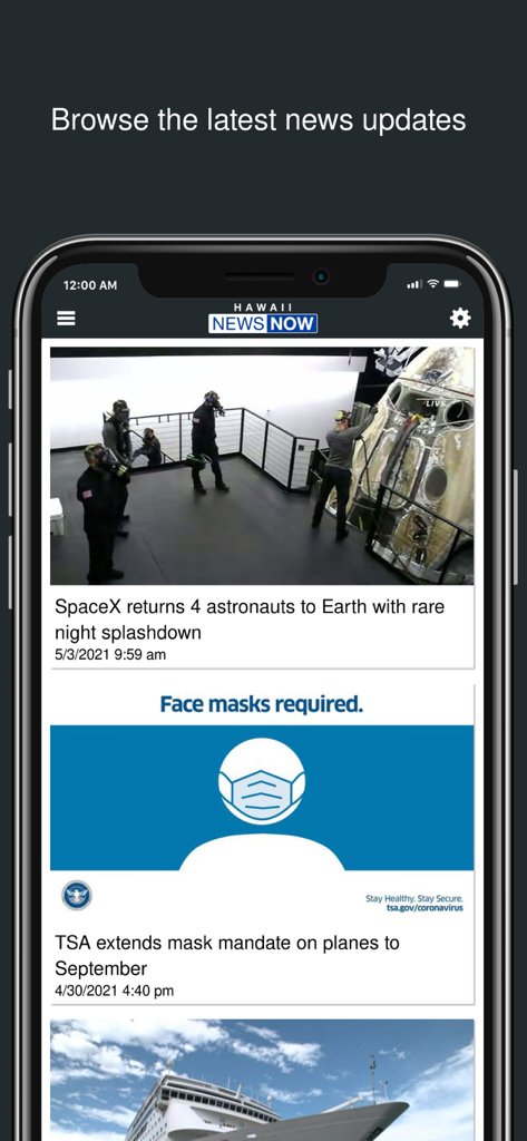 Hawaii News Now - Hawaii News Now mobile app interface displaying latest news updates and headlines.