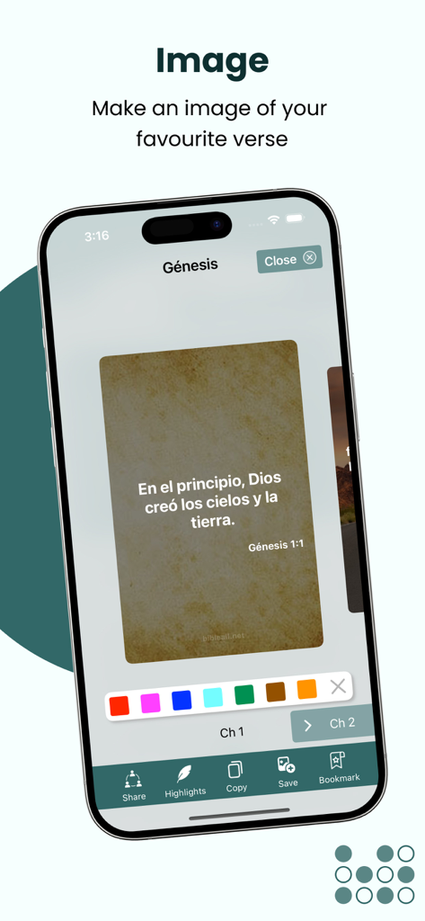 Diseñando una imagen compartible de un versículo bíblico en español con la app NTV.