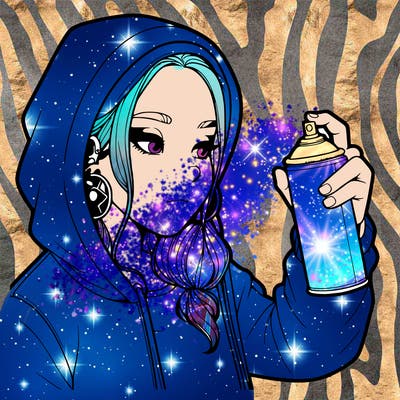 a realistic girl, spray painting