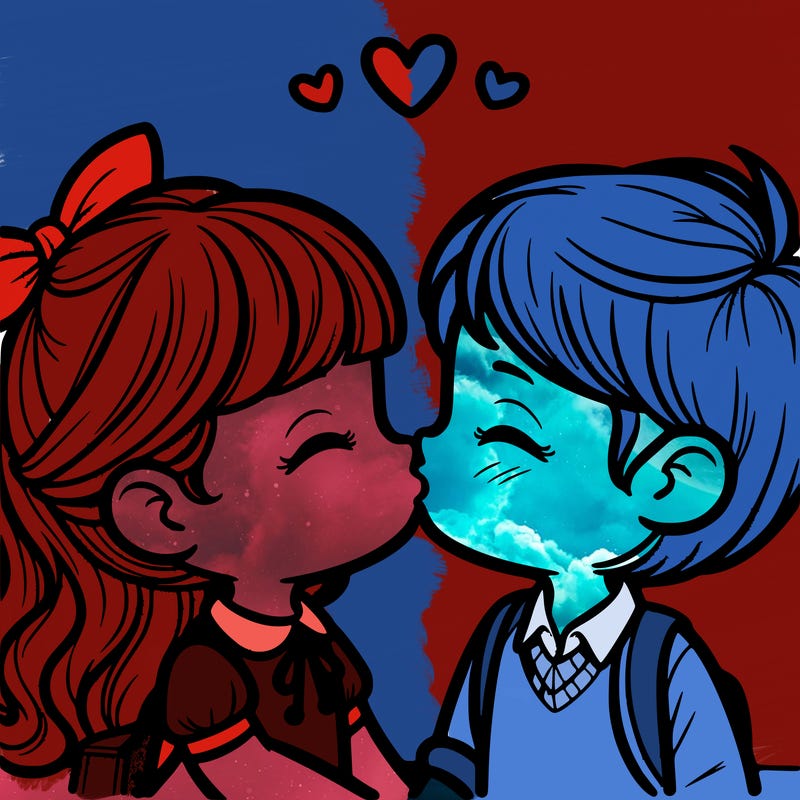 boy and girl kissing