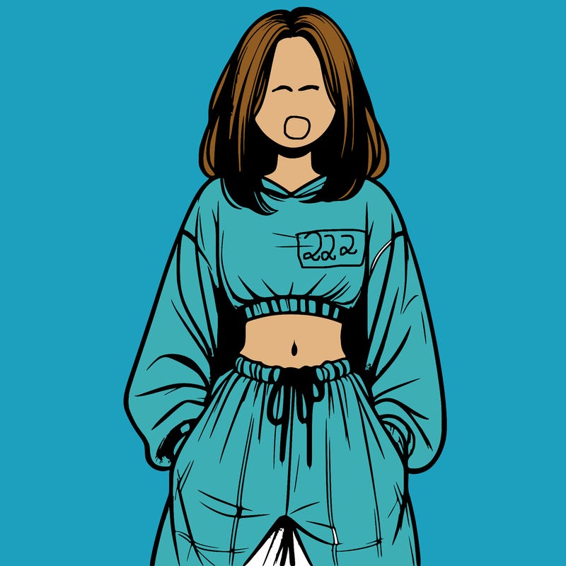 realistic girl faceless with baggy pants and a crop top