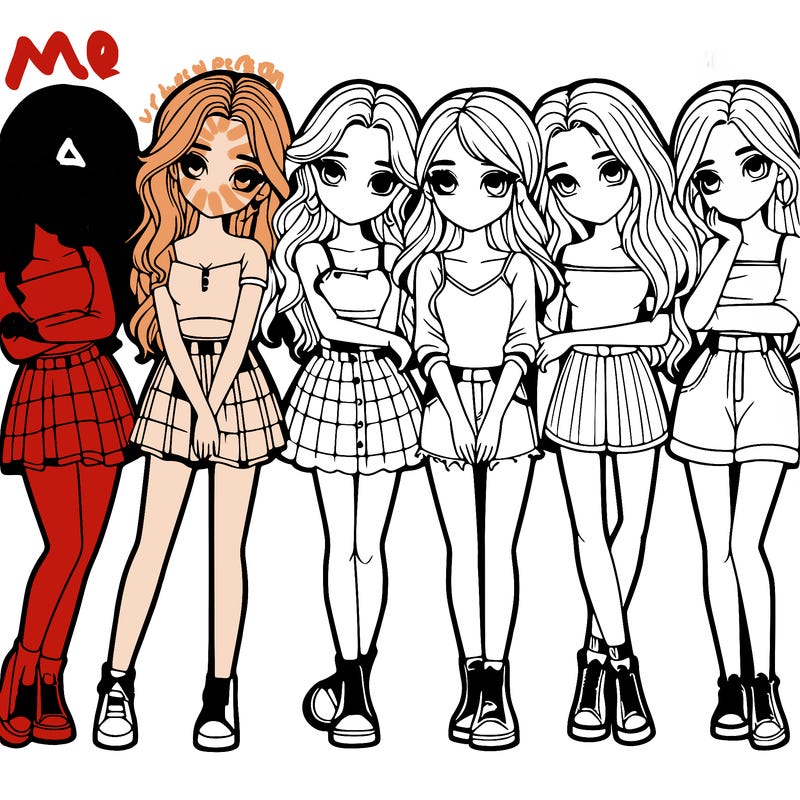 a group of girls realistic