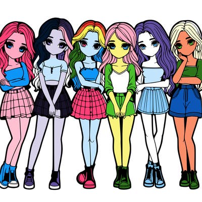 a group of girls realistic