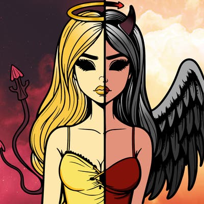 devil vs angel realistic girl
