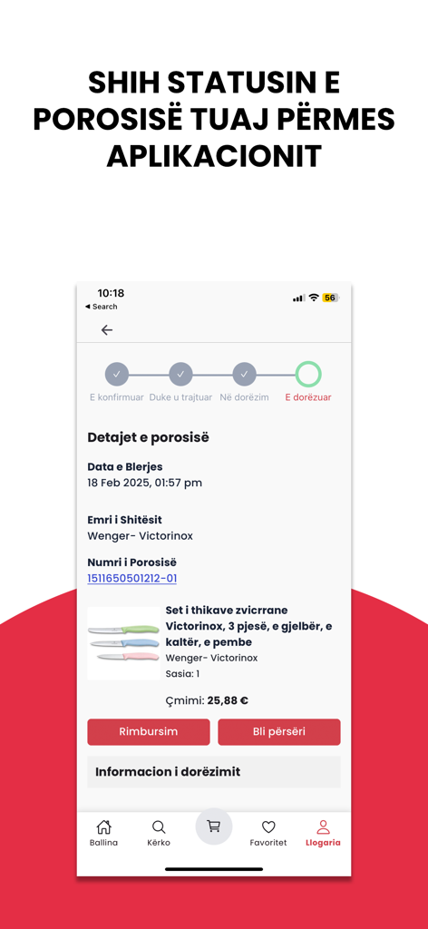 ShopAZ - Mobile app interface showing order tracking status and delivery details for a purchased product on ShopAZ.