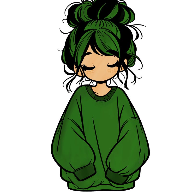 girl with baggy sweatshirt and messy bun