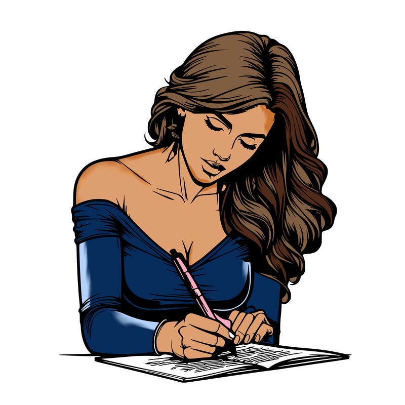 realistic female writing poetry