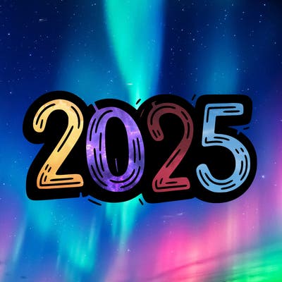 one line scrawled numbers sketch design “2025”