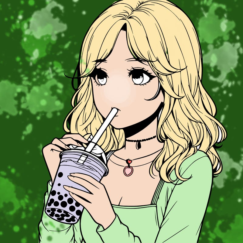 realistic girl drinking boba tea