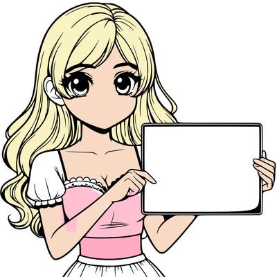 realistic pretty girl holding blank sign
