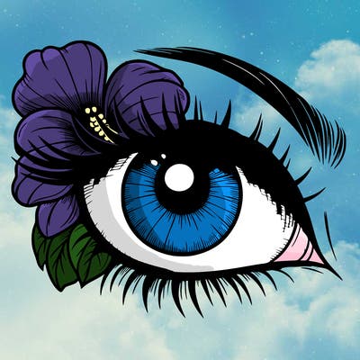 realistic eye with flower
