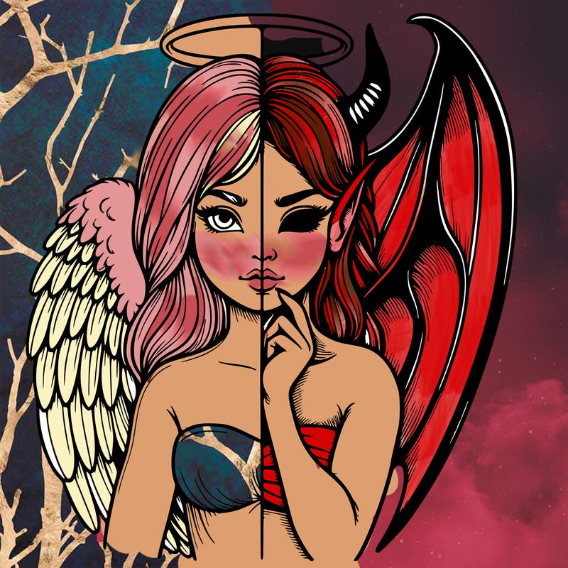 realistic angel half demon