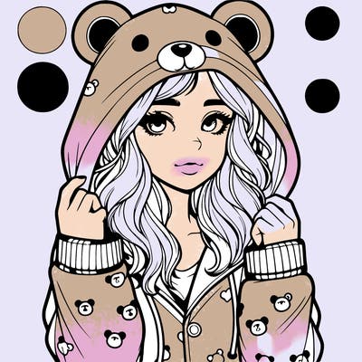 realistic girl in a animal pjs hoodie
