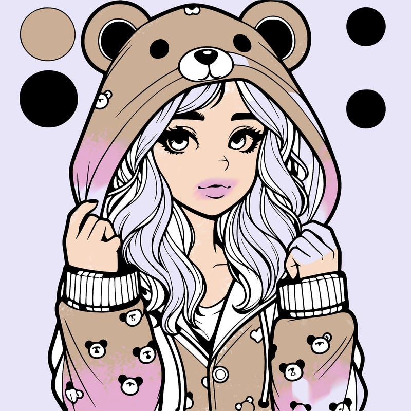 realistic girl in a animal pjs hoodie