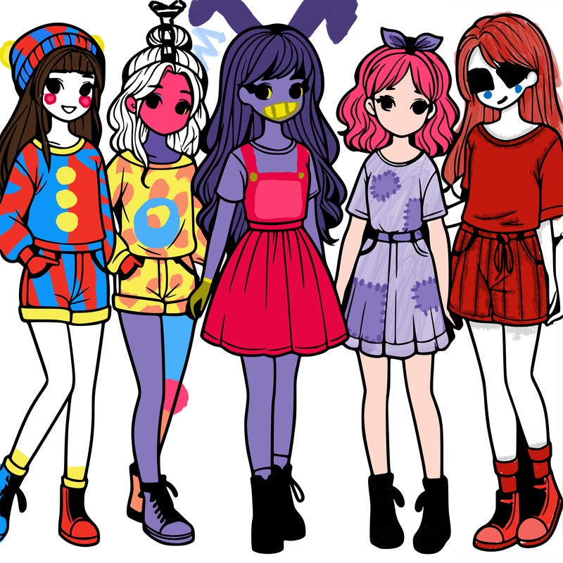 a group of five girls