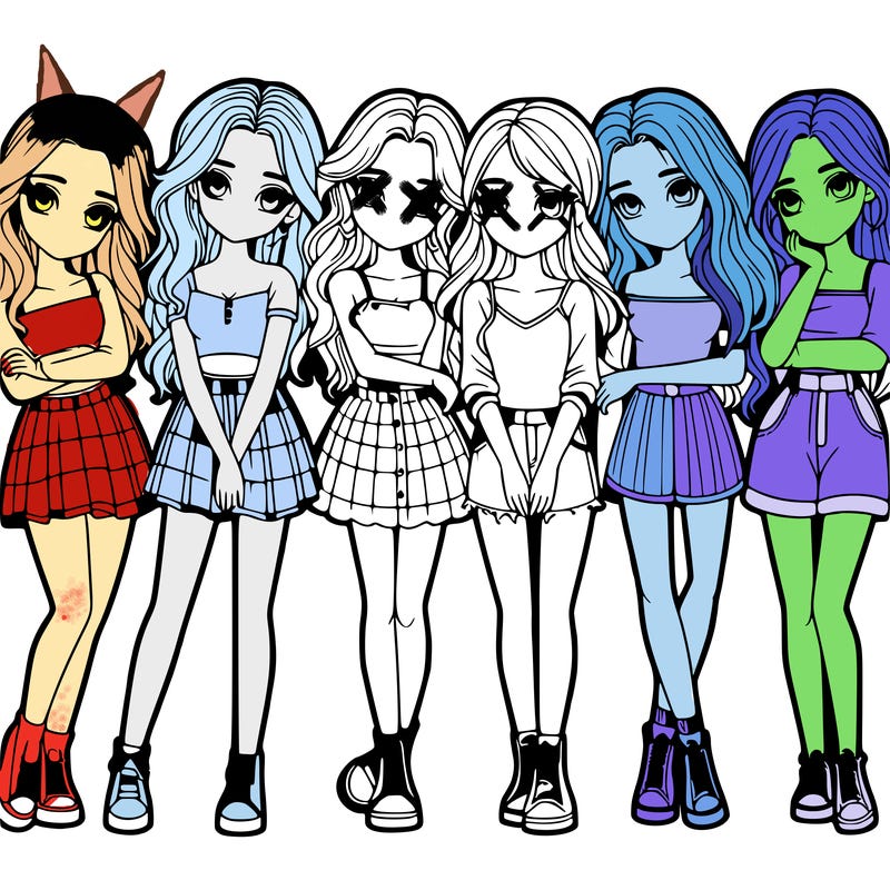 a group of girls realistic