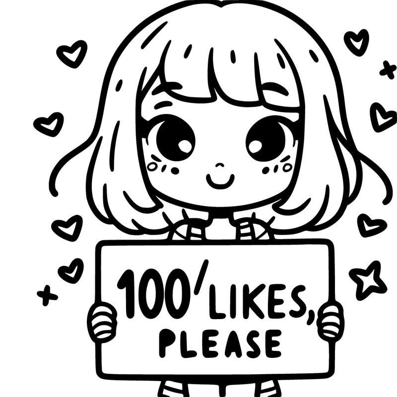 a girl with a sign saying 100 likes, please