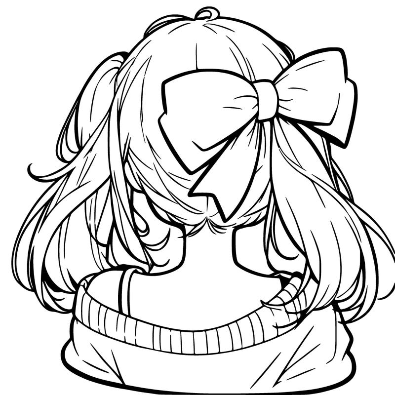 anime girl with bow in back of hair